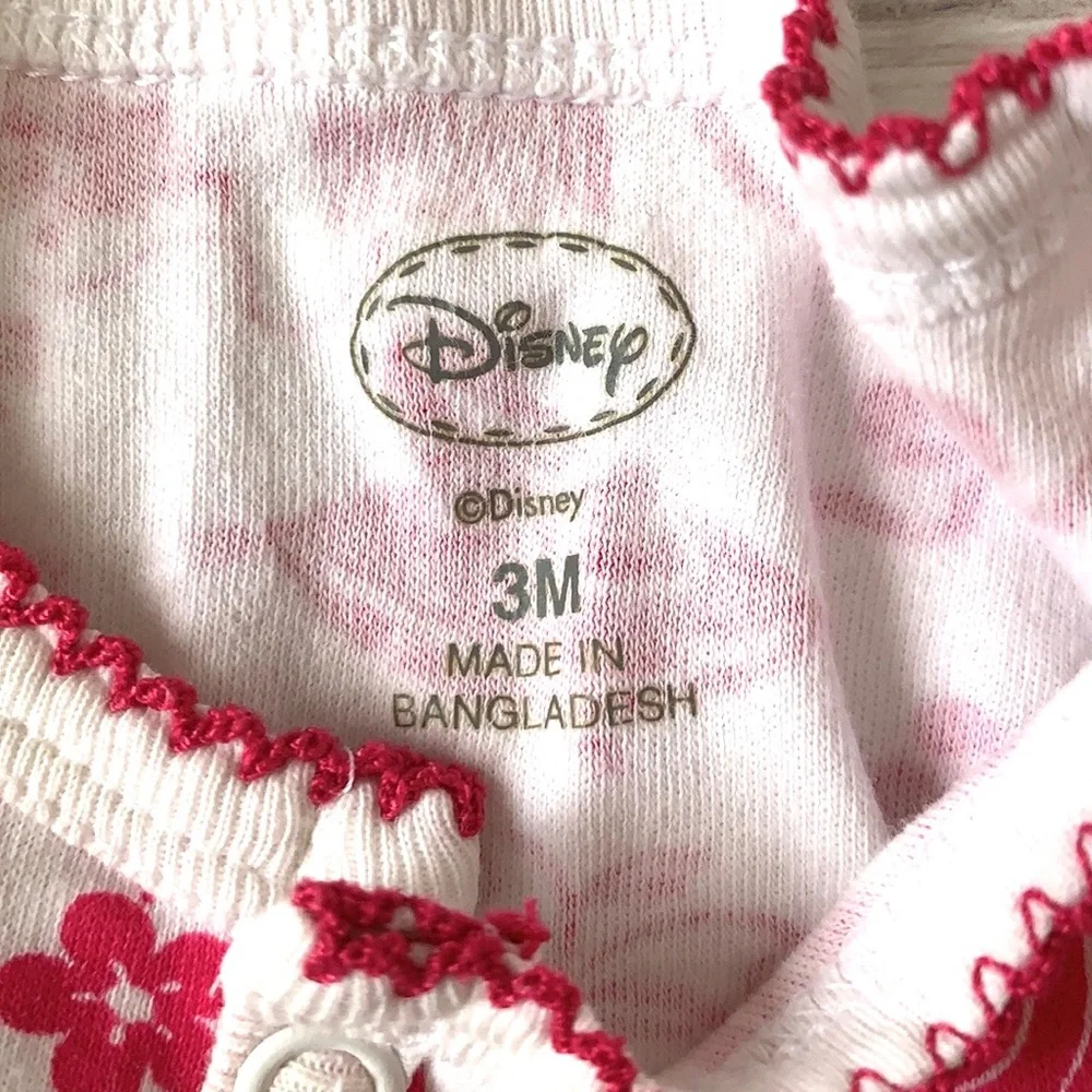 Disney Baby Girl 3m Footie Sleeper Princess Print Pink White Outfit One Piece